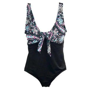Bleu Ice Women’s Plus Size Light Teal Black One Piece Swimsuit Size 20 New